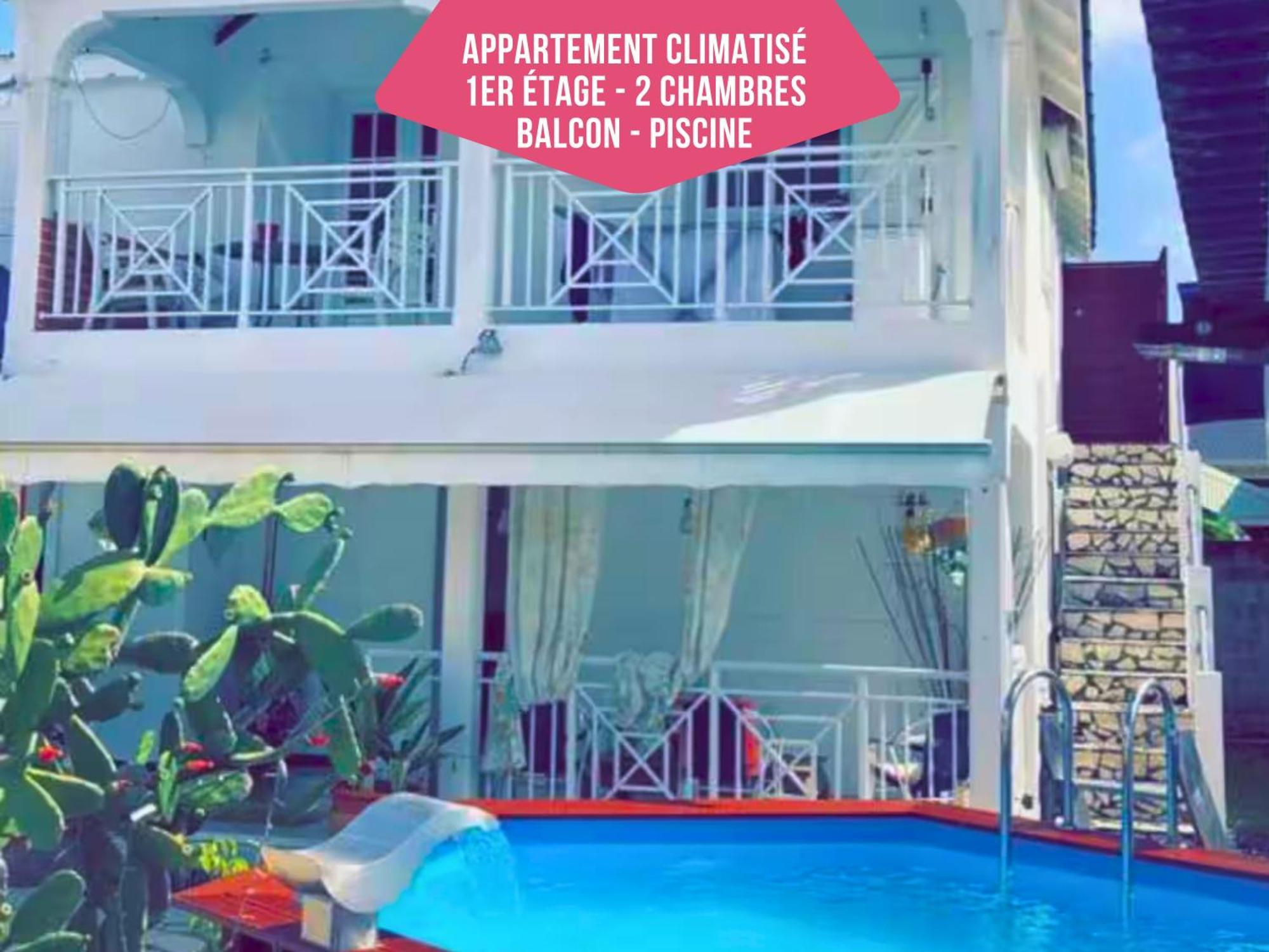 Le Sable Bleu - Evasion Tropicale A Sainte-Anne - Plage 5Min - Piscine - Parking - Logement Climatise - Vue Sur Les Palmiers - Parfait Pour Sejours En Famille Ou Entre Amis Exteriör bild