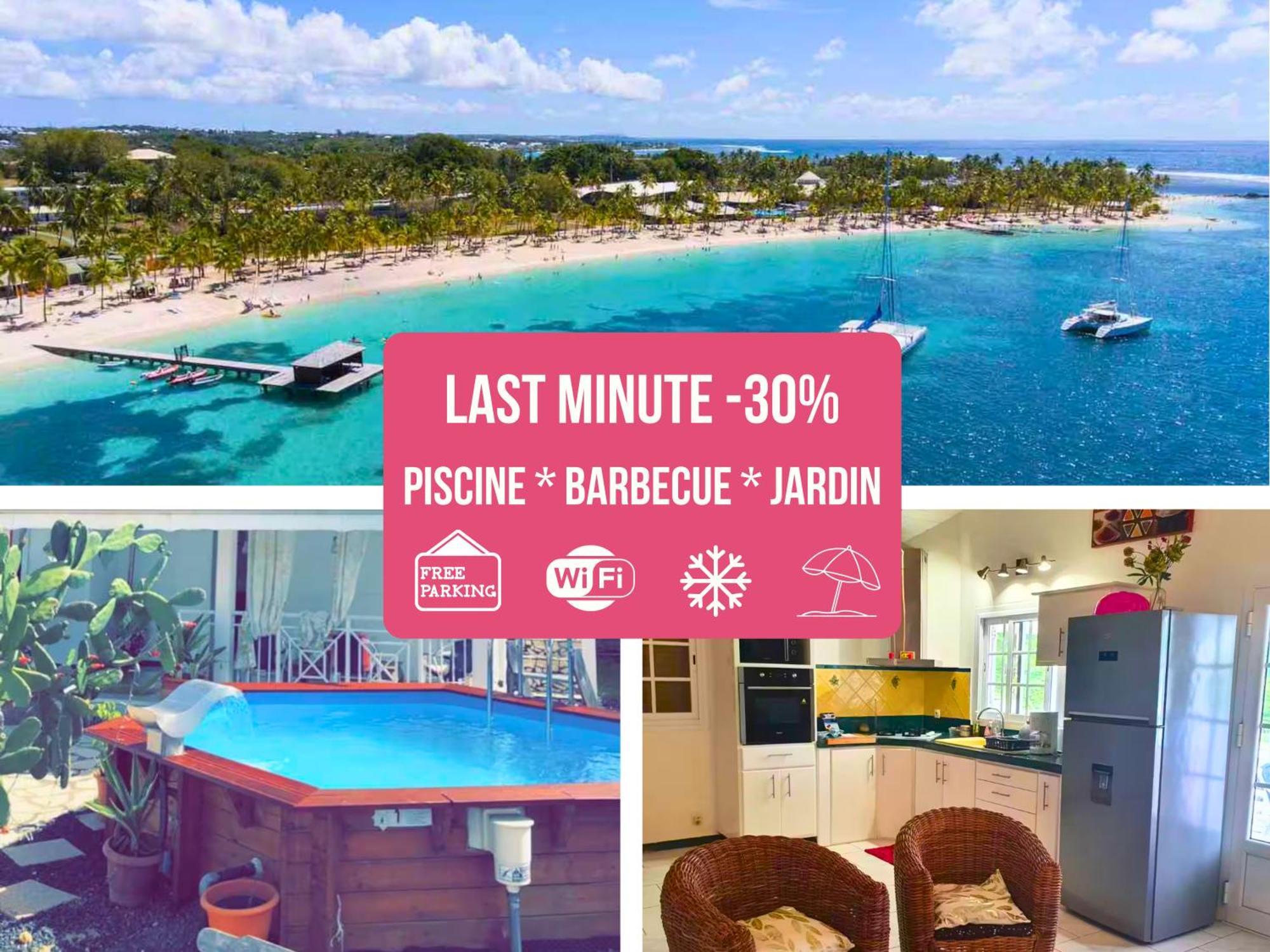 Le Sable Bleu - Evasion Tropicale A Sainte-Anne - Plage 5Min - Piscine - Parking - Logement Climatise - Vue Sur Les Palmiers - Parfait Pour Sejours En Famille Ou Entre Amis Exteriör bild